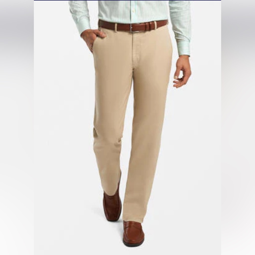 Peter Millar Raleigh Washed Twill Flat Front Pant 32 X 28 Khacki Golf